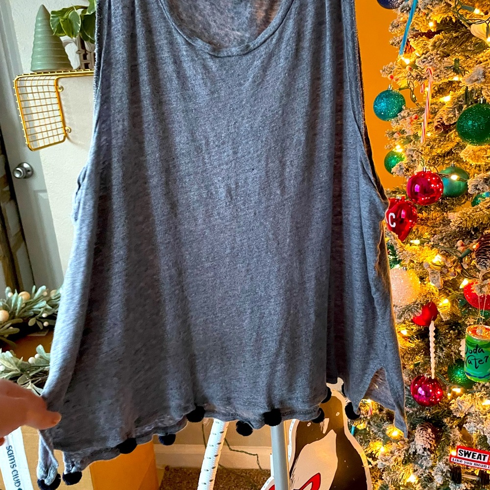 J Crew Linen Pom Pom Tank